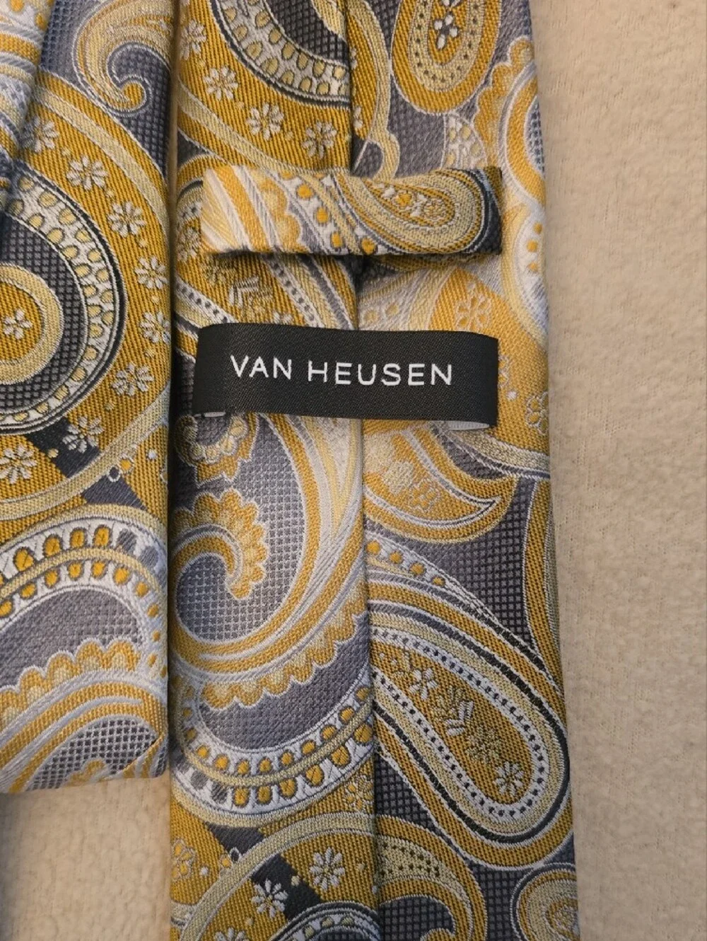 Van Heusen Yellow and Gray Paisley Tie
